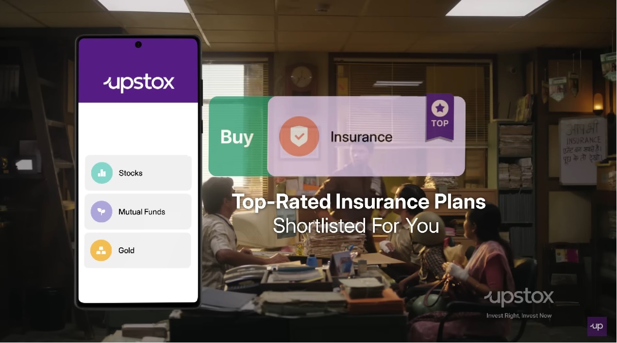 Upstox enters the insurance distribution market and launches a new campaign video.